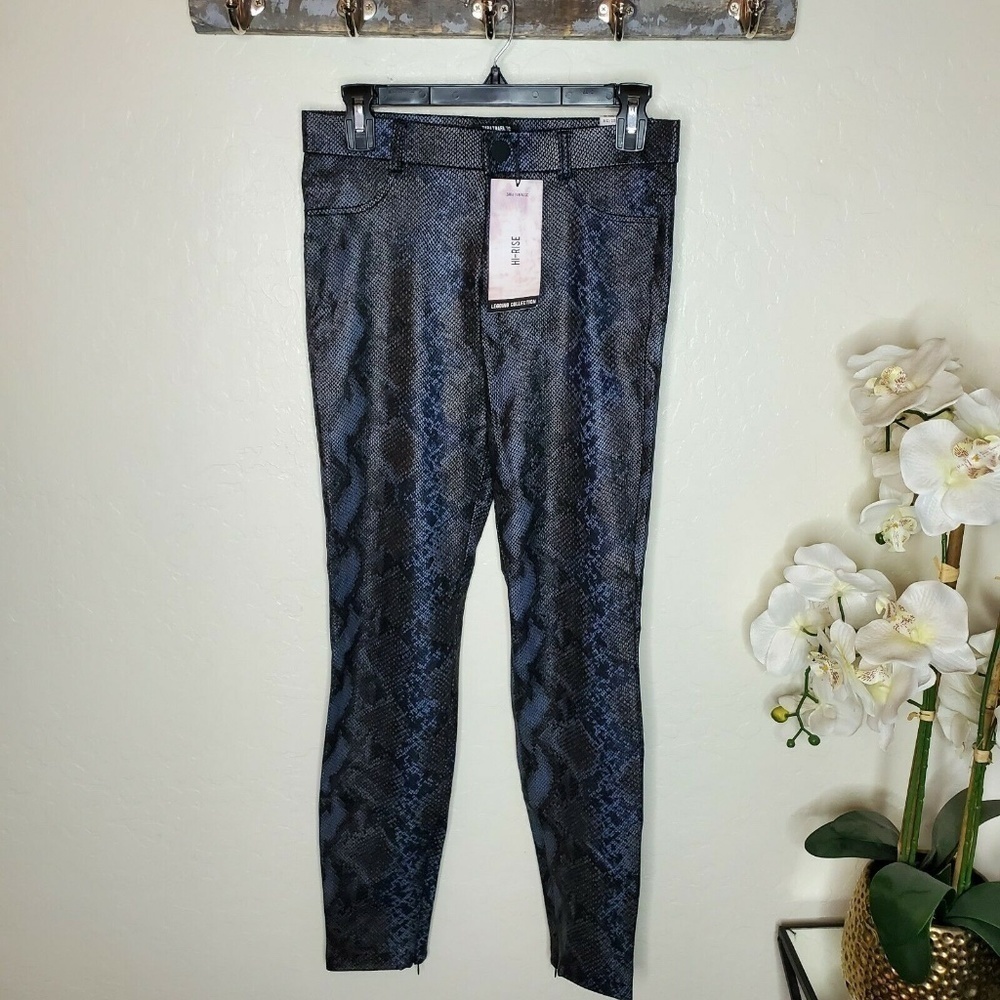 ZARA WOMENS BLACK SNAKE SKIN PRINT HI RISE LEGGINGS SIZE MEDIUM